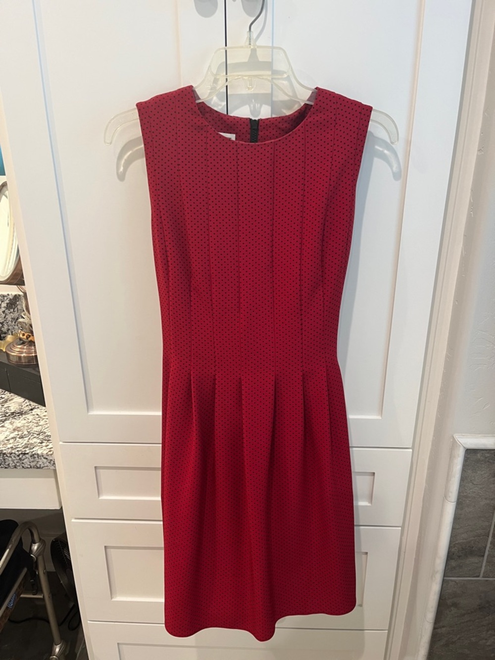 Anne Klein Red Sleeveless Pleated A-Line Dress